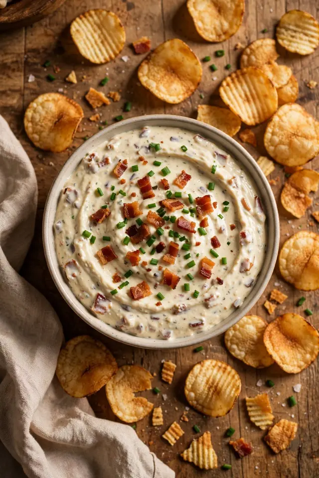 Greek yogurt bacon and chive dip, easy finger food appetizer