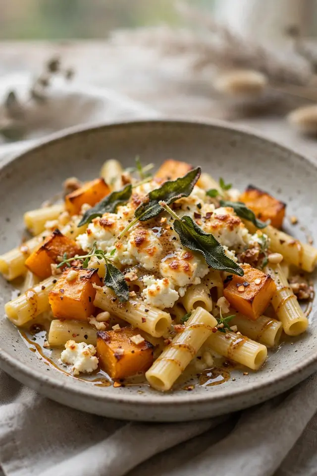 Butternut squash brown butter baked feta pasta