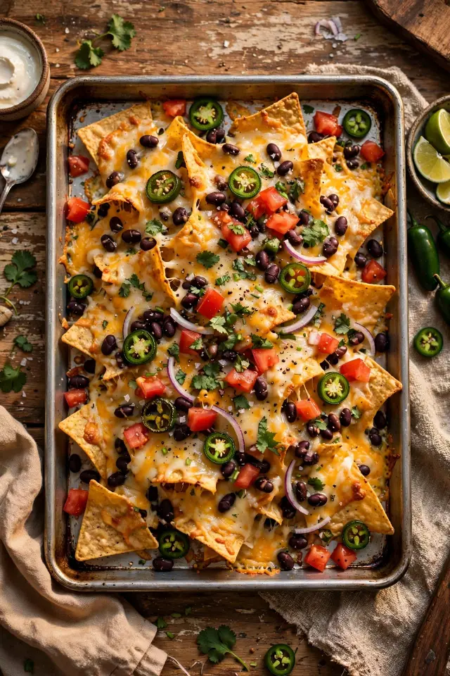Loaded nacho tray, a shareable sleepover food snacks idea