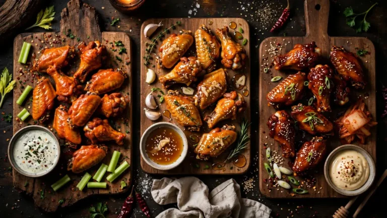 Collage of chicken wing recipes, top watch party ideas for game day