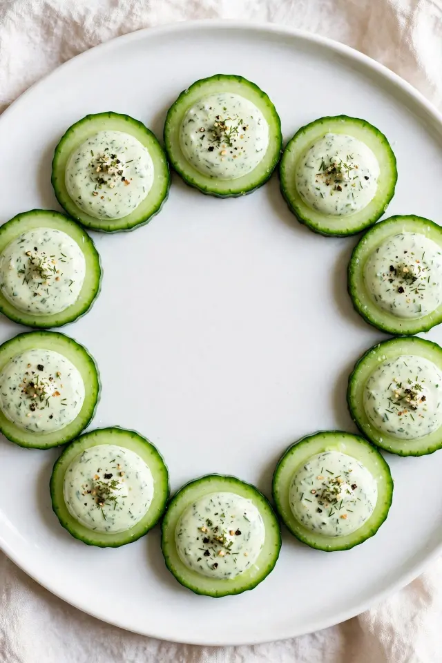 Greek yogurt ranch cucumber bites, a healthy easy finger food
