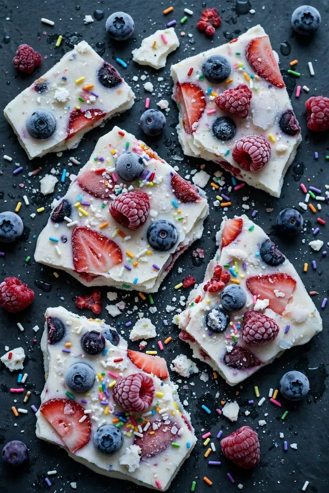 Yogurt bark constellation food art idea for kids