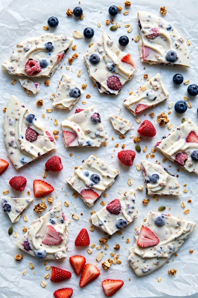 Frozen yogurt bark, a healthier sleepover food snacks idea
