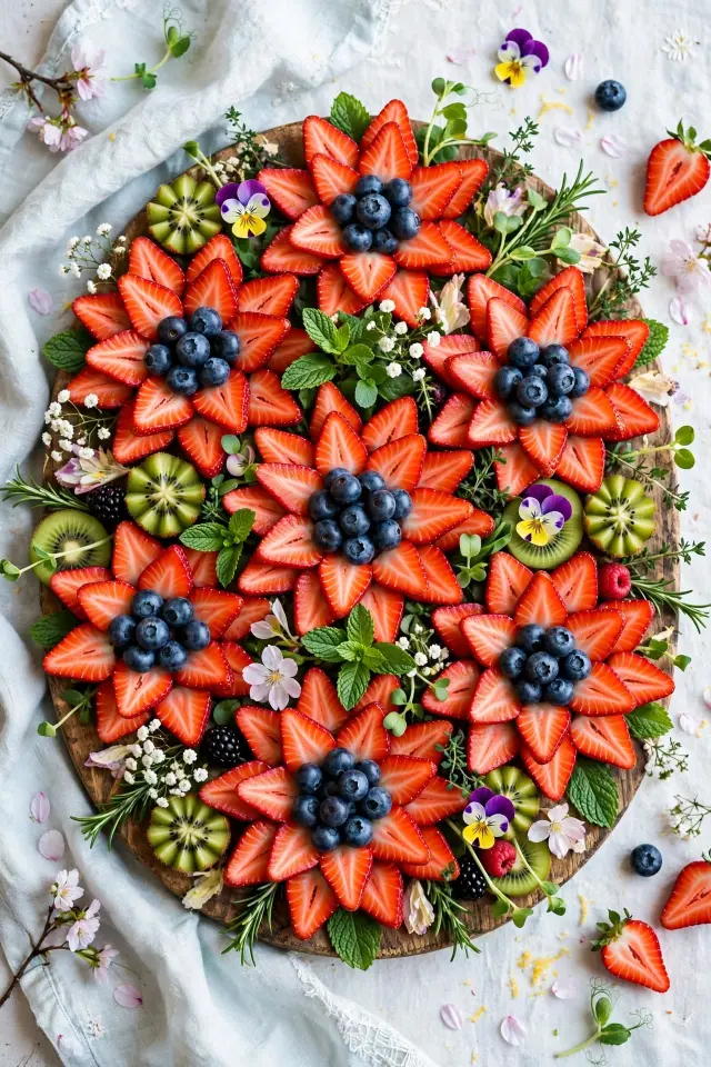  Fruit flower garden, a creative fruit platter for kids idea