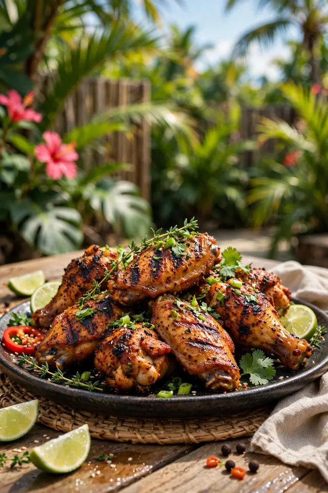 Alt Text: Jerk-spiced chicken wings, bold watch party ideas pick