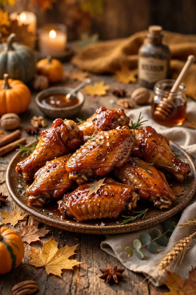 Maple bourbon wings, fall-inspired watch party ideas