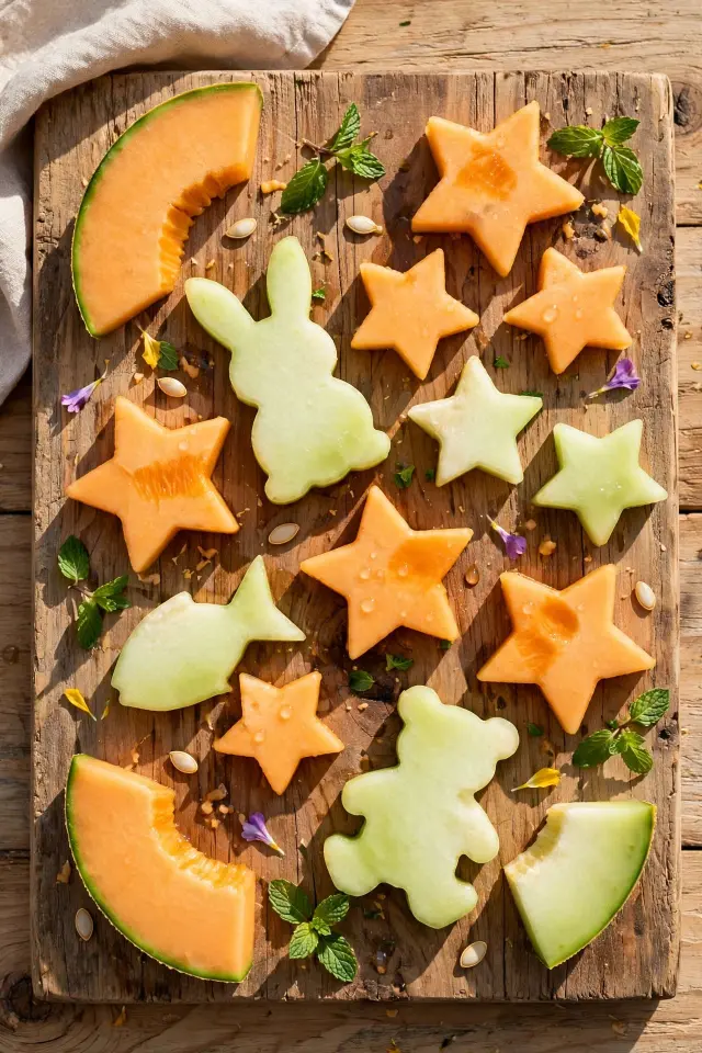 Melon shape cutouts, a fun fruit platter idea for kids