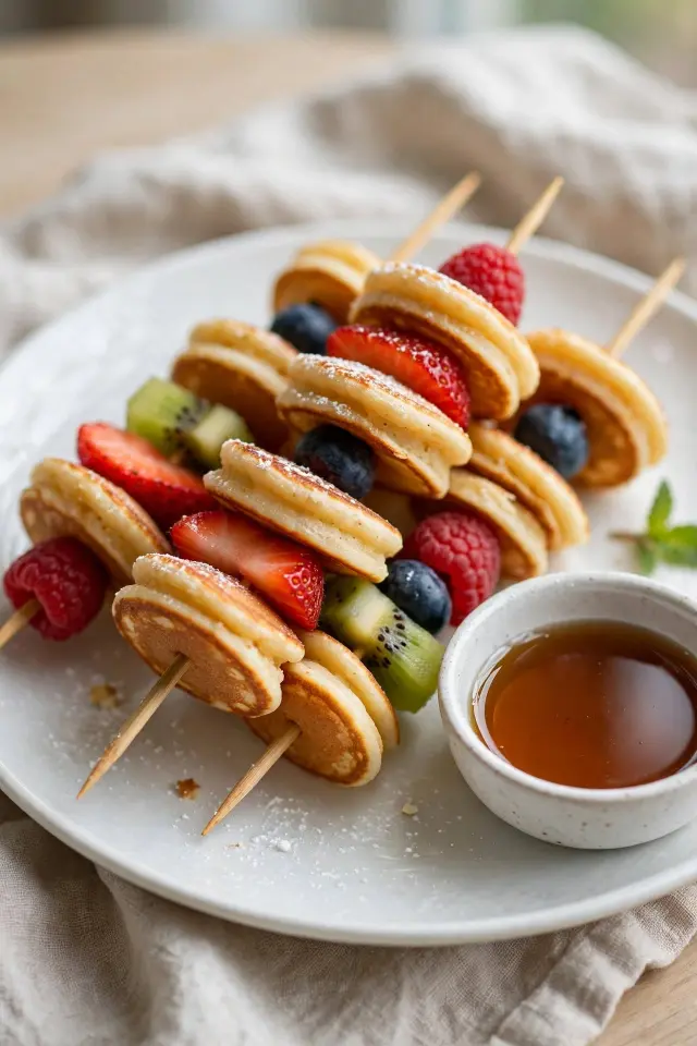 Mini pancake skewers sleepover food snack idea