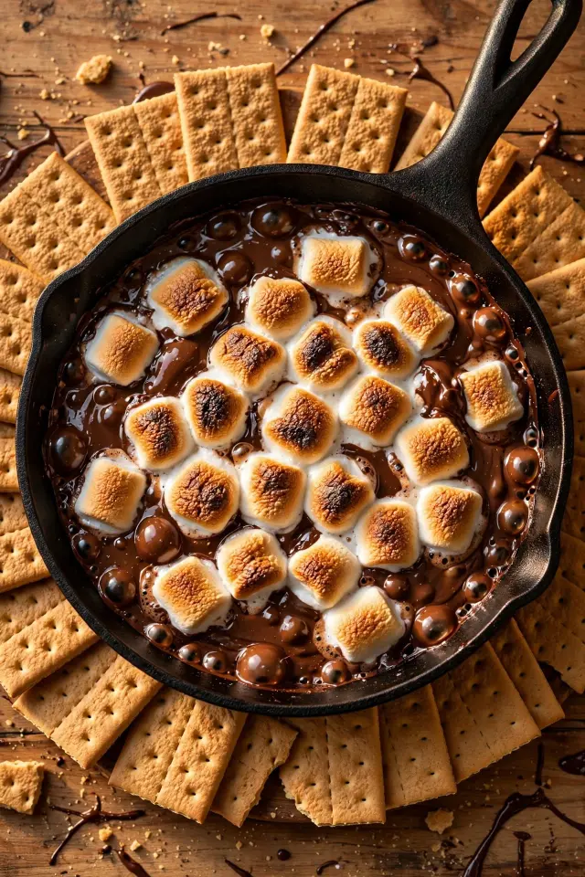  No-bake s'mores dip sleepover snack with graham crackers