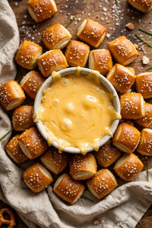 Soft pretzel bites, a salty sleepover food snacks idea