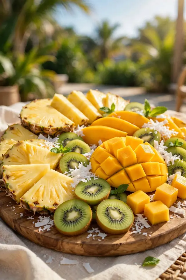 Tropical fruit platter, a colorful fruit platter idea for kids